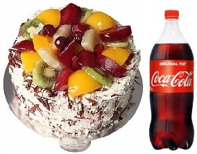 4-6 Kişilik Karışık Meyveli Pasta 1 Litre Cola